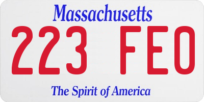 MA license plate 223FE0