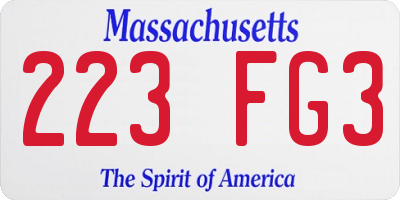 MA license plate 223FG3
