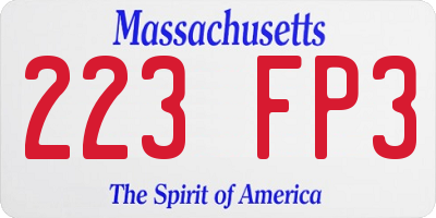 MA license plate 223FP3