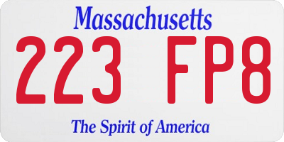 MA license plate 223FP8