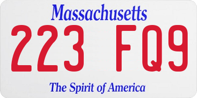 MA license plate 223FQ9