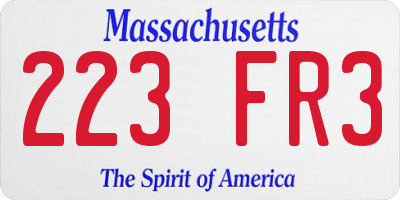 MA license plate 223FR3