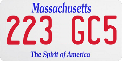 MA license plate 223GC5