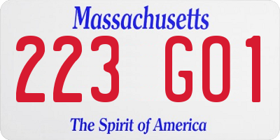 MA license plate 223GO1