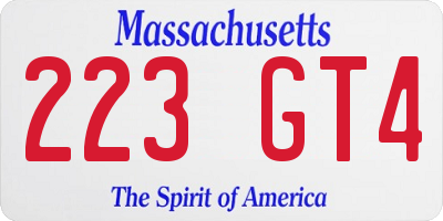 MA license plate 223GT4