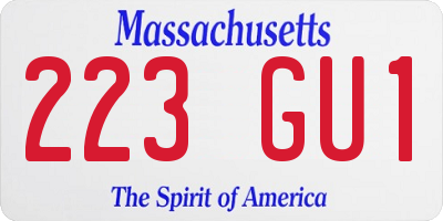 MA license plate 223GU1