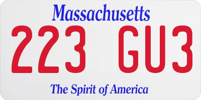 MA license plate 223GU3
