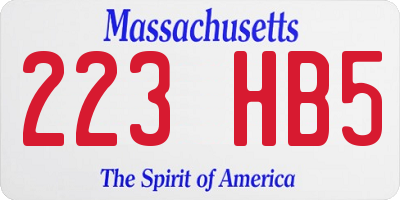 MA license plate 223HB5
