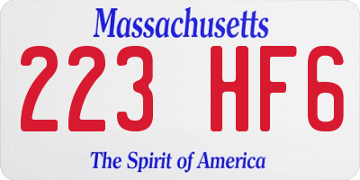 MA license plate 223HF6