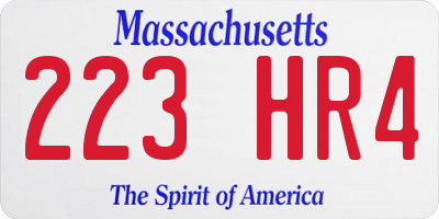 MA license plate 223HR4