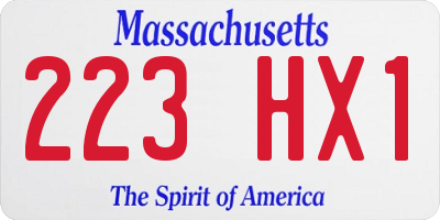 MA license plate 223HX1