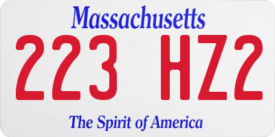 MA license plate 223HZ2