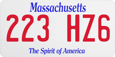MA license plate 223HZ6