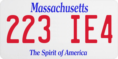 MA license plate 223IE4