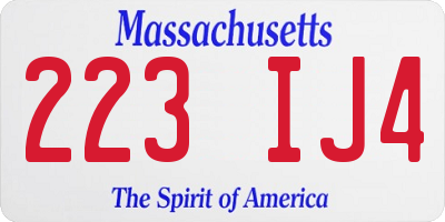 MA license plate 223IJ4