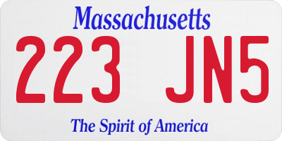 MA license plate 223JN5