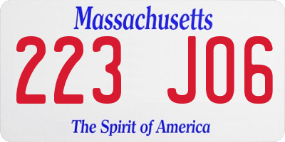 MA license plate 223JO6