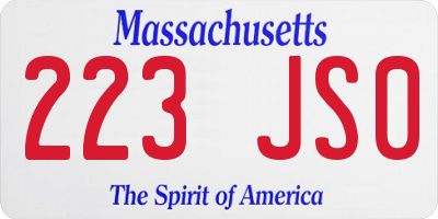 MA license plate 223JS0