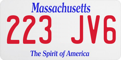 MA license plate 223JV6