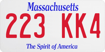 MA license plate 223KK4