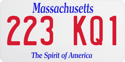 MA license plate 223KQ1