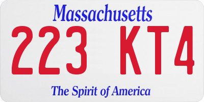 MA license plate 223KT4
