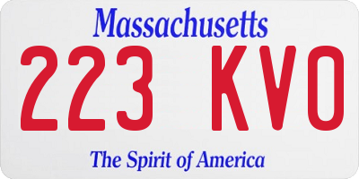 MA license plate 223KV0
