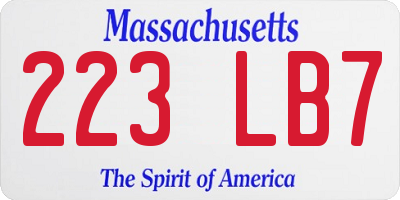 MA license plate 223LB7