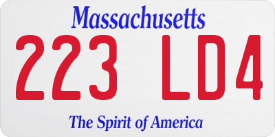 MA license plate 223LD4