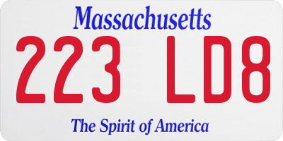 MA license plate 223LD8