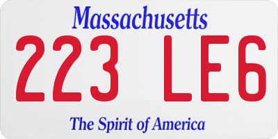 MA license plate 223LE6