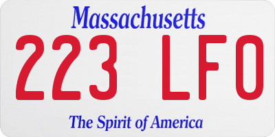 MA license plate 223LF0