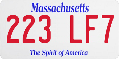 MA license plate 223LF7