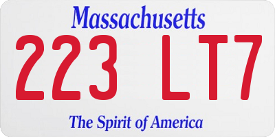 MA license plate 223LT7