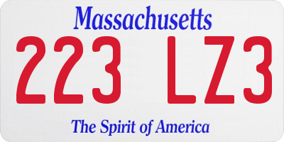 MA license plate 223LZ3