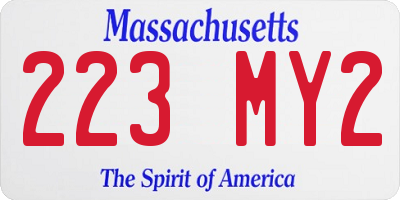 MA license plate 223MY2