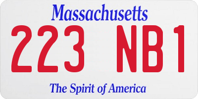 MA license plate 223NB1