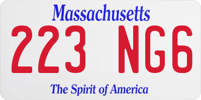 MA license plate 223NG6