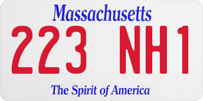 MA license plate 223NH1