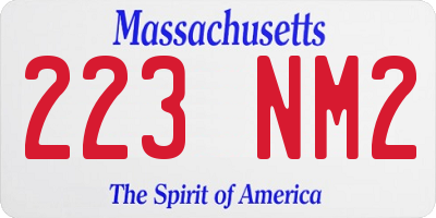 MA license plate 223NM2
