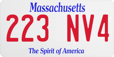 MA license plate 223NV4