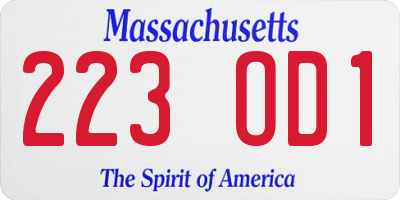 MA license plate 223OD1