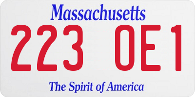 MA license plate 223OE1