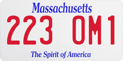 MA license plate 223OM1
