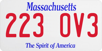 MA license plate 223OV3