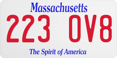 MA license plate 223OV8