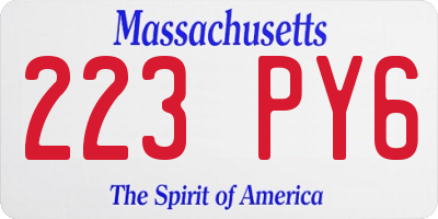 MA license plate 223PY6