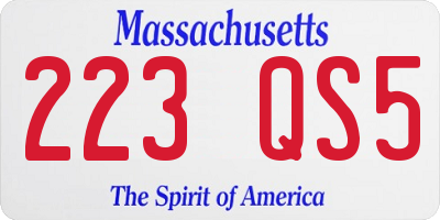 MA license plate 223QS5