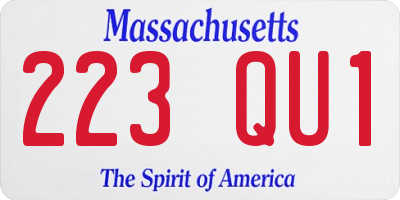 MA license plate 223QU1