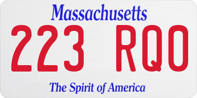 MA license plate 223RQ0